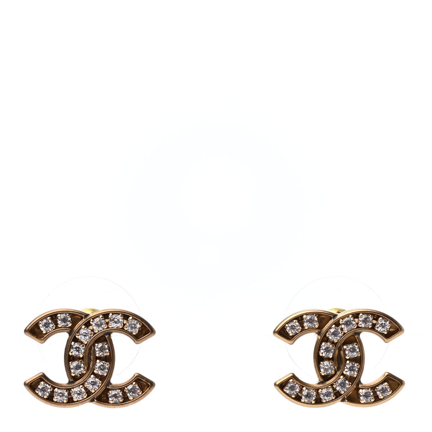 Chanel Crystal CC Earrings Gold 1 of 4