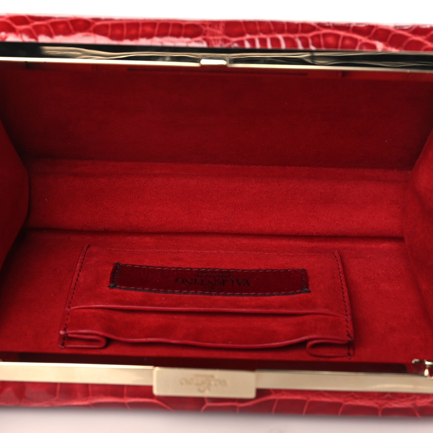 Valentino Garavani Alligator Frame Clutch Oro 4 of 8
