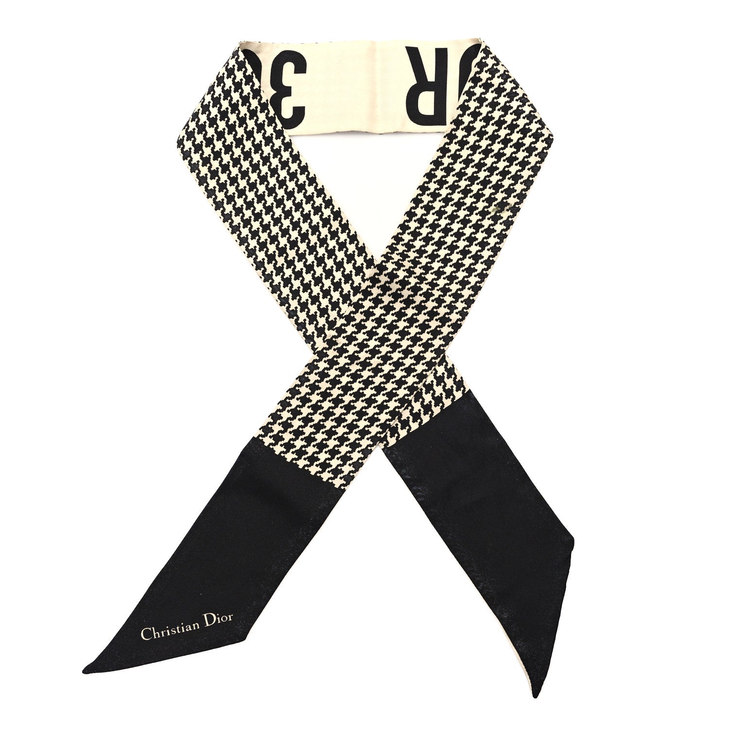 Christian Dior Silk 30 Montaigne Mitzah Scarf Black White 1 of 3