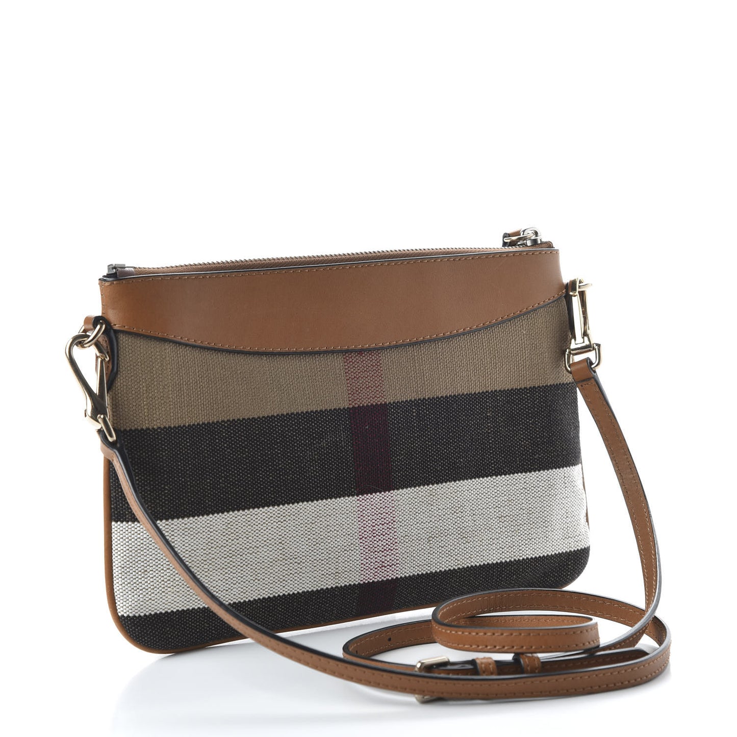 Mega Check Peyton Crossbody Clutch Bag Saddle Brown