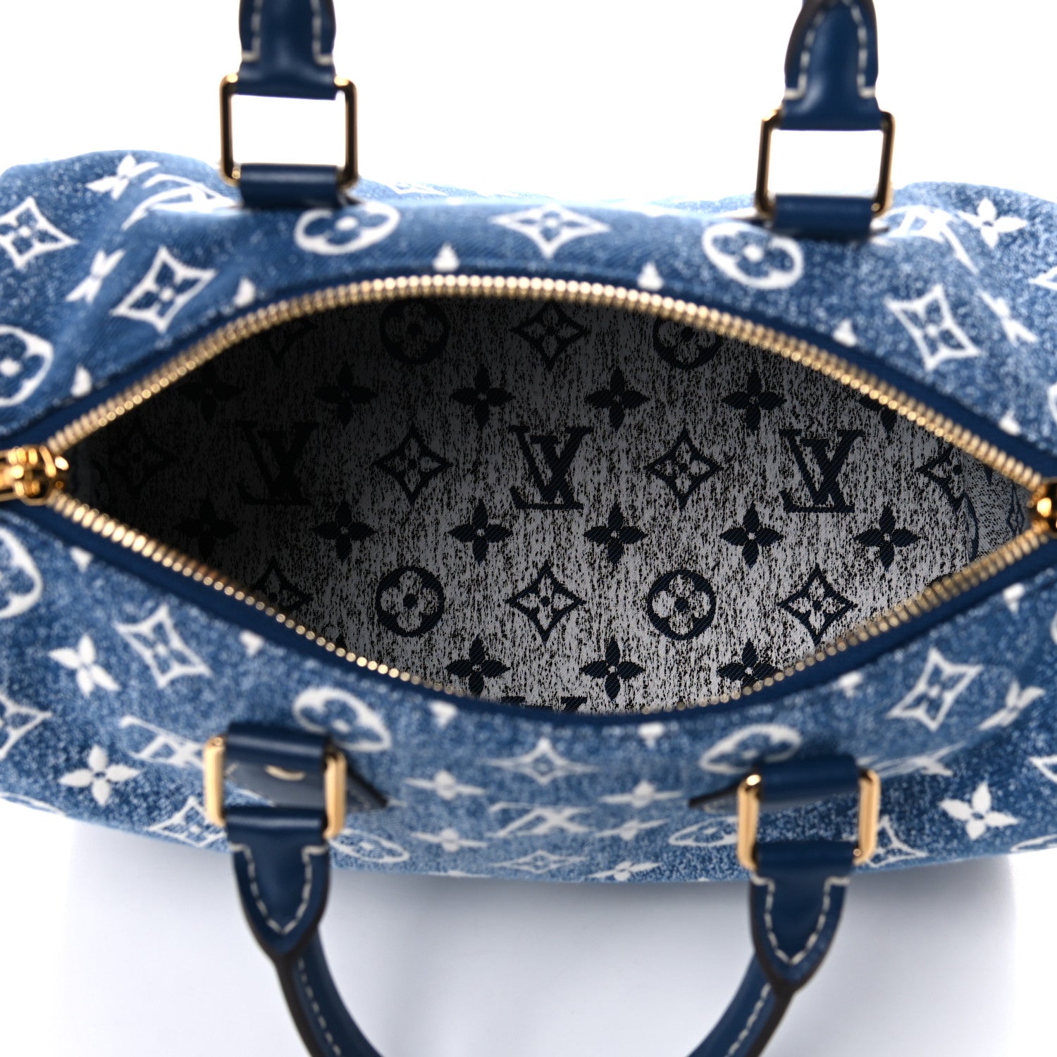 Louis Vuitton Monogram Jacquard Denim Speedy Bandouliere 25 Bleu 4 of 9