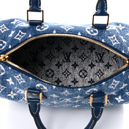 Louis Vuitton Monogram Jacquard Denim Speedy Bandouliere 25 Bleu 4 of 9