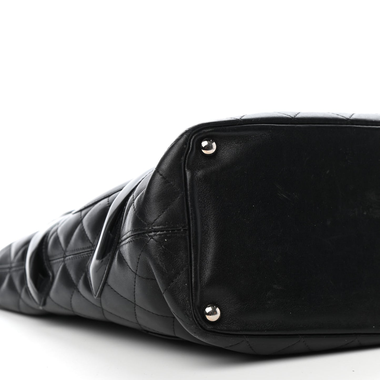 Calfskin Quilted Medium Cambon Tote Black