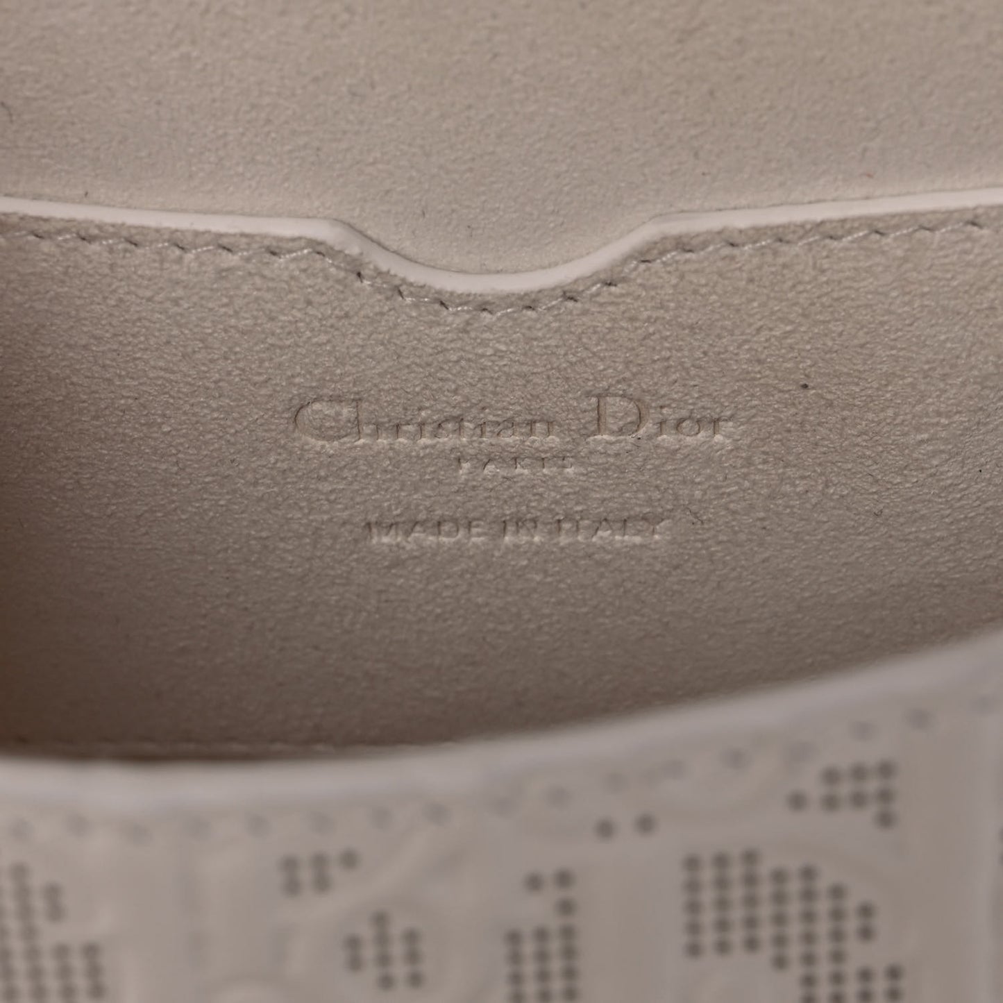 Calfskin Perforated Oblique Medium Bobby Flap White Blue