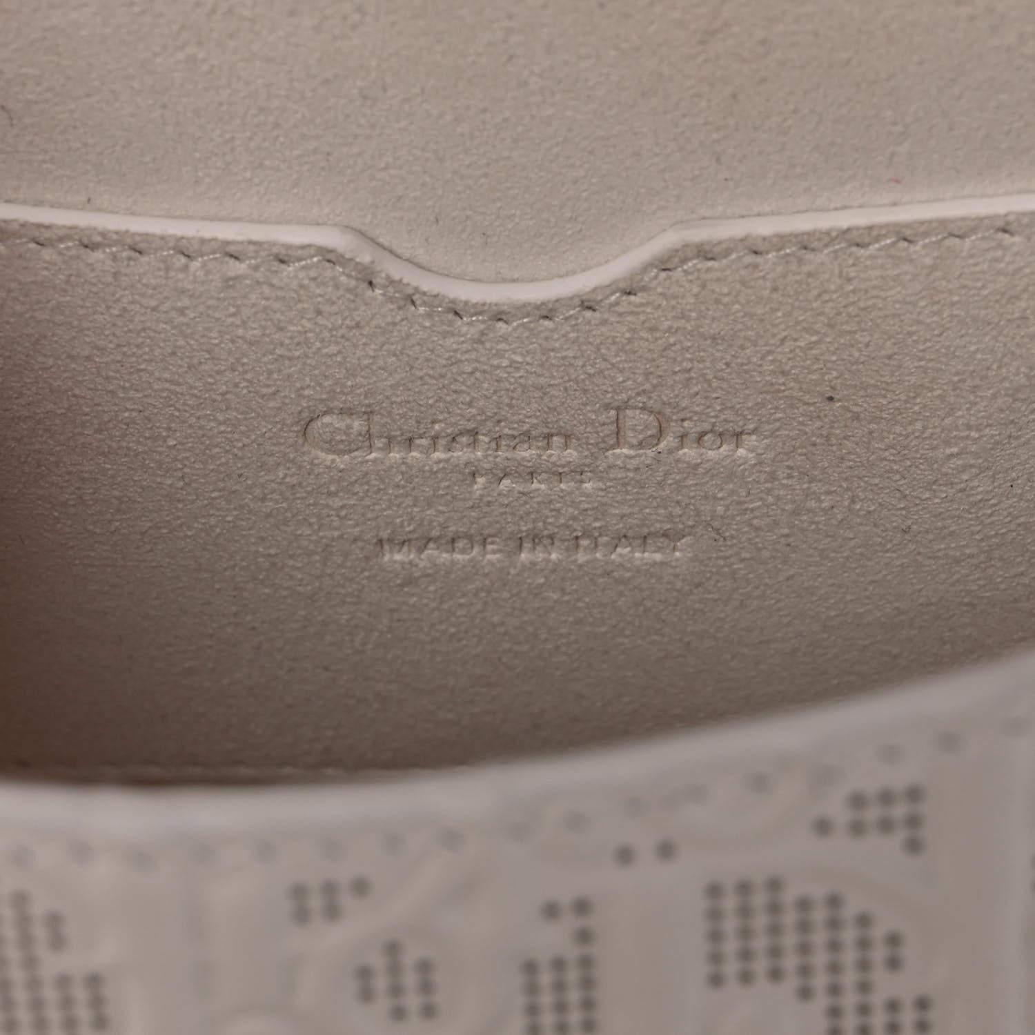Christian Dior Calfskin Perforated Oblique Medium Bobby Flap White Blue 6 of 12