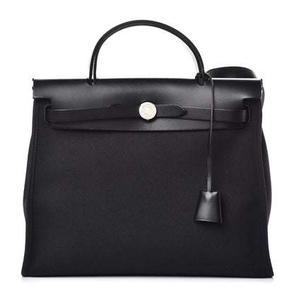 Hermes Military Toile Vache Hunter Herbag Zip PM 31 Black 1 of 11