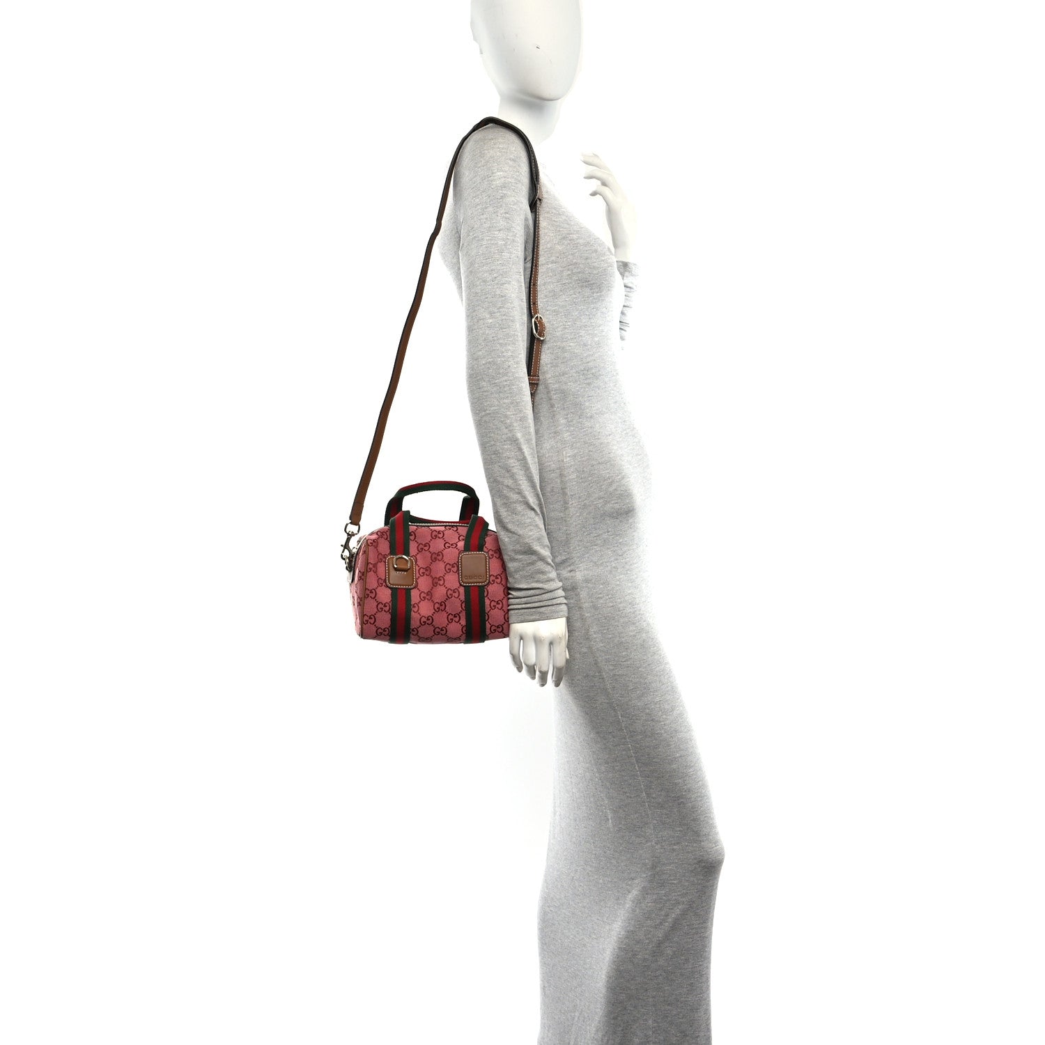 Gucci GG Supreme Web Mini GG Top Handle Bag Pink Beige 2 of 10