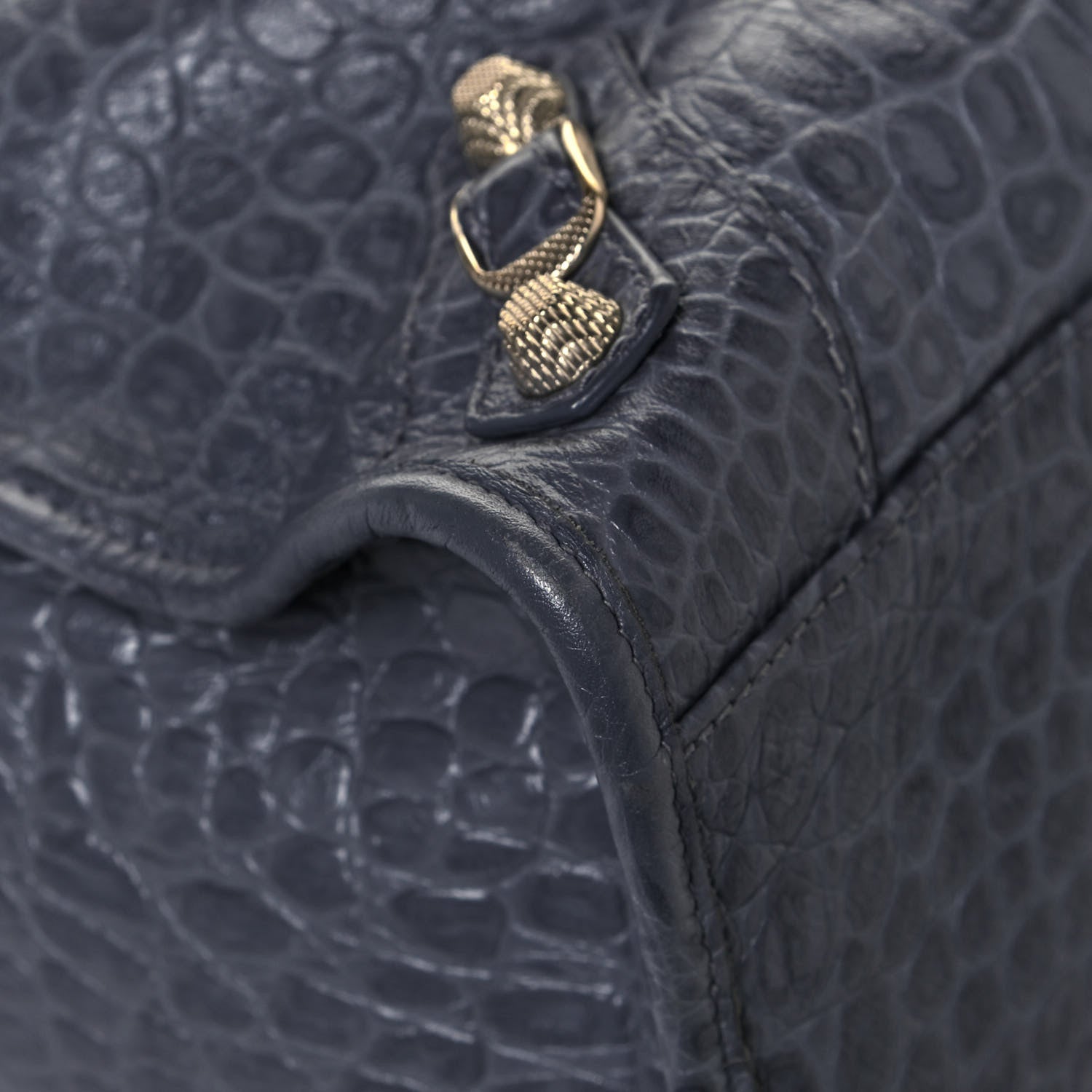 Balenciaga Calfskin Crocodile Embossed Giant 12 Gold Hardware City Gris Beton 9 of 13