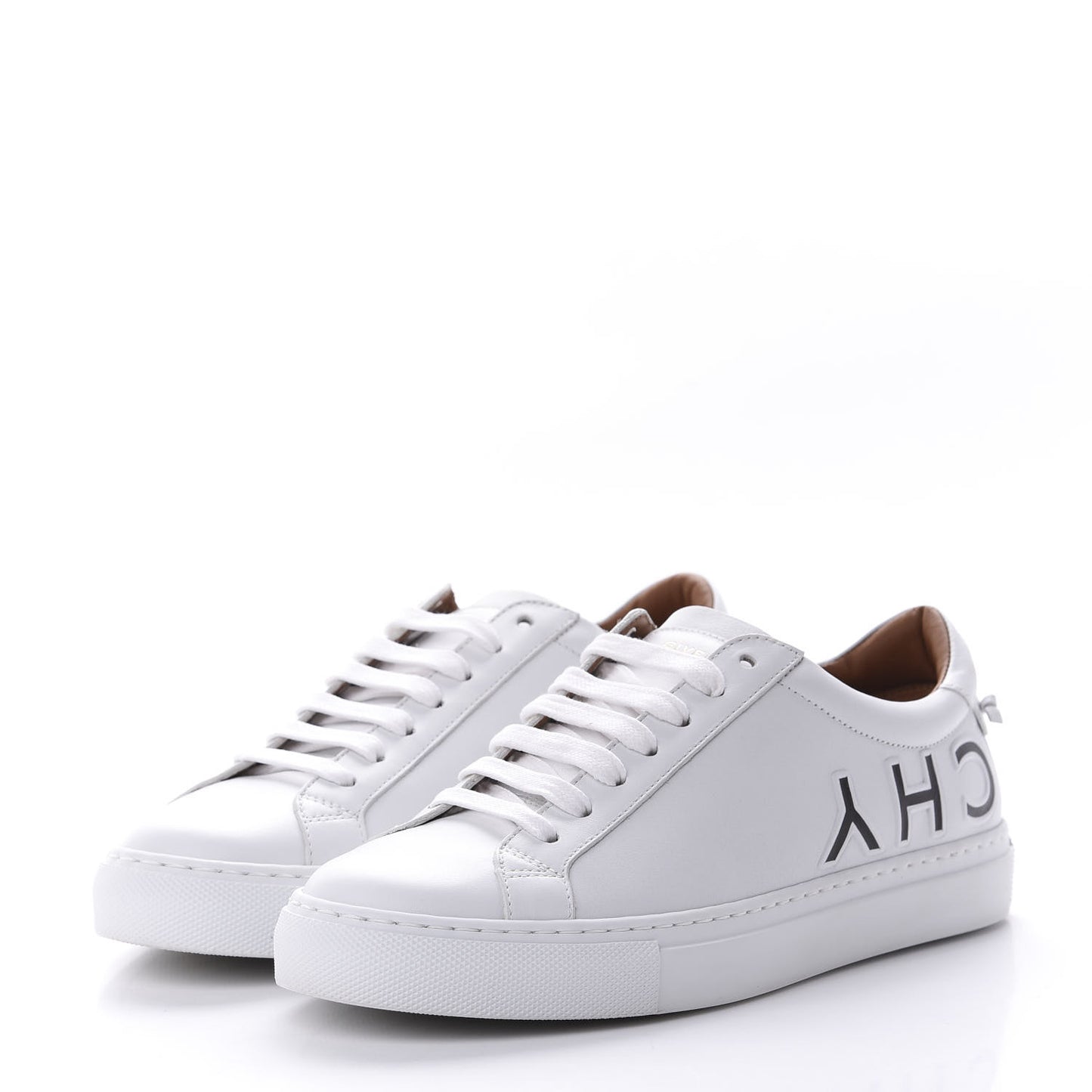 Calfskin Reverse Logo Womens Urban Street Sneakers 37 White
