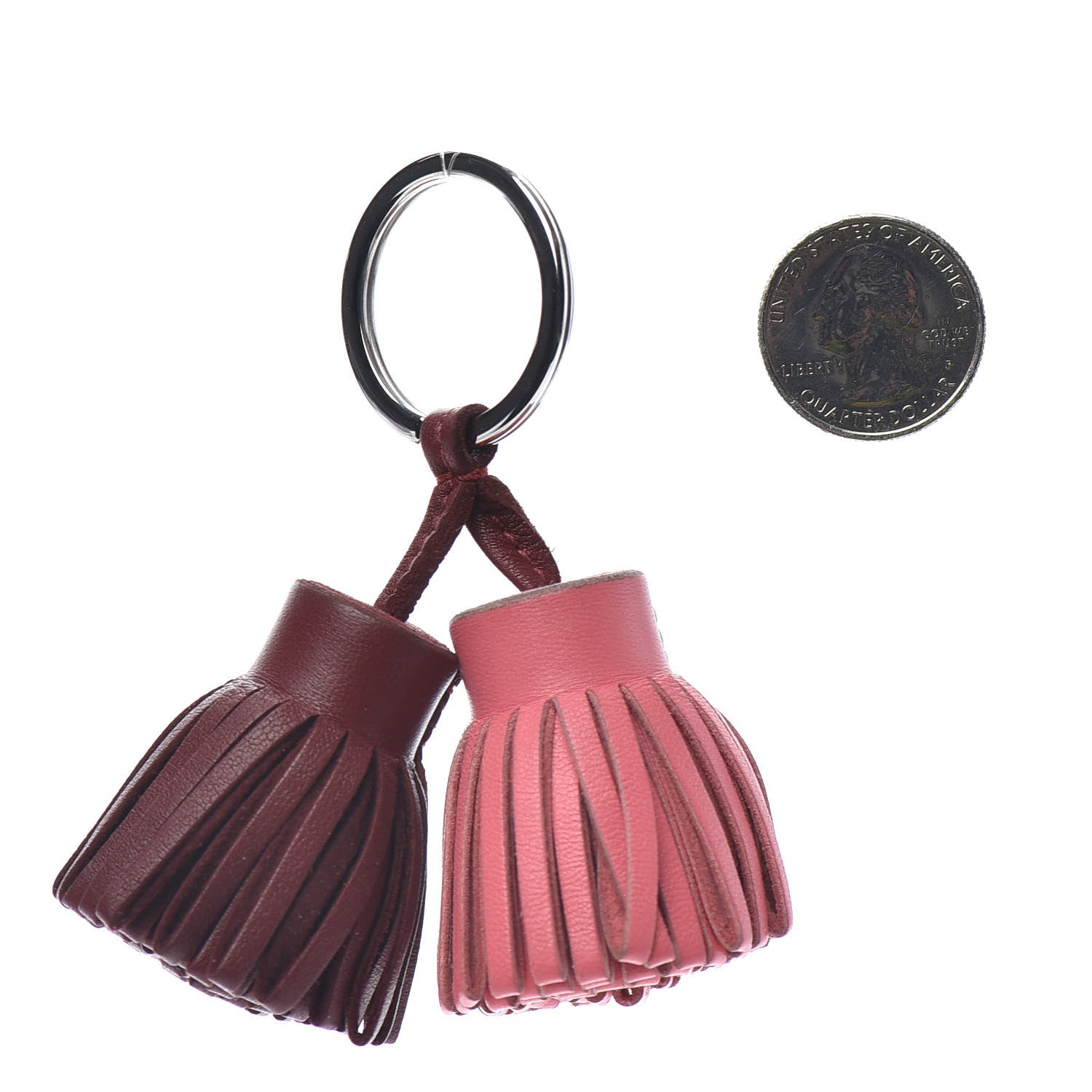 Hermes Lambskin Carmen Uno-Dos Key Holder Rose Azalee Rouge H 2 of 3