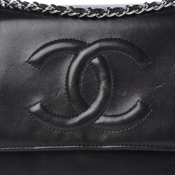 Lambskin Timeless CC Wallet On Chain WOC Black