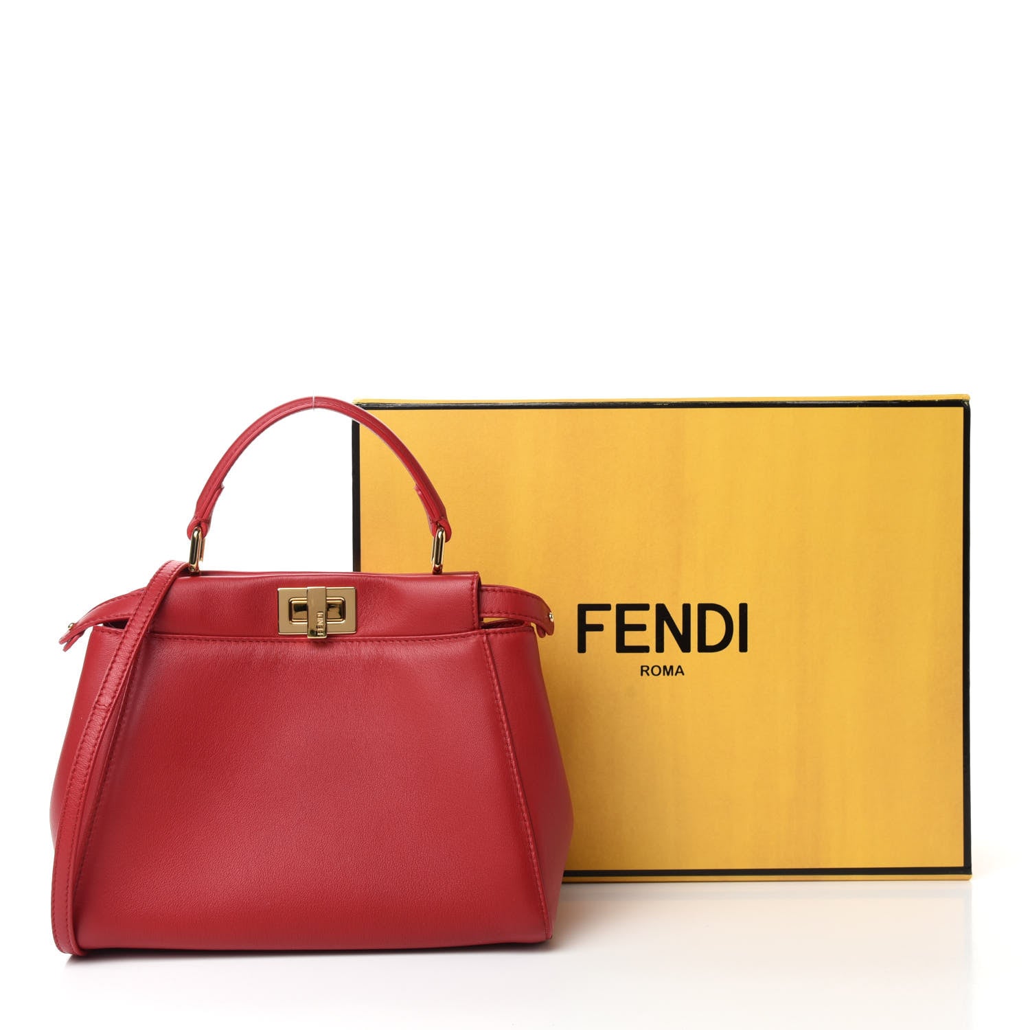 Fendi Nappa Mini Peekaboo Iconic Satchel Fragola 13 of 13