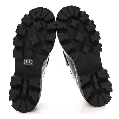 Prada Spazzolato Metal Triangle Logo 50mm Loafers 37 Black 6 of 8