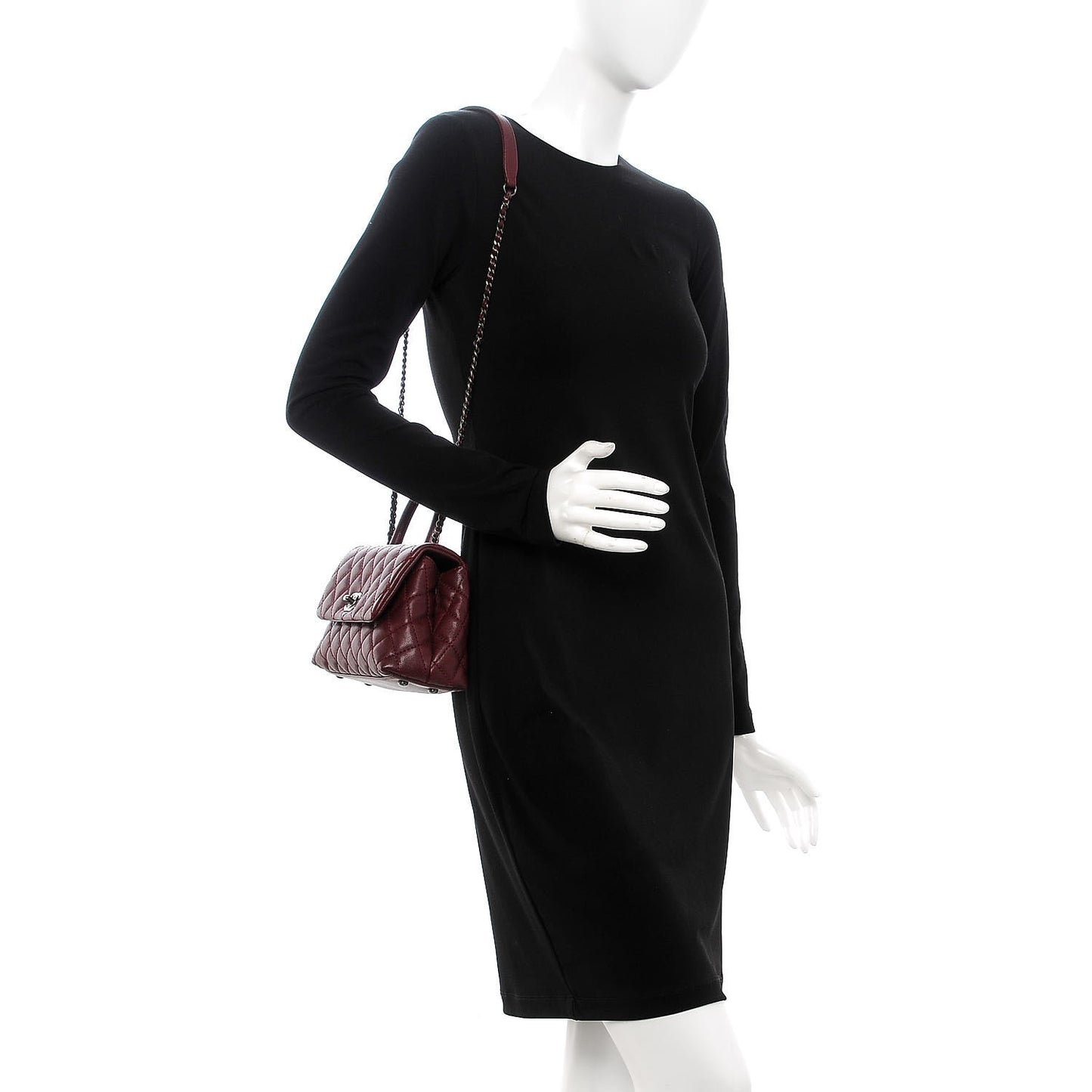 Caviar Quilted Mini Coco Handle Flap Burgundy