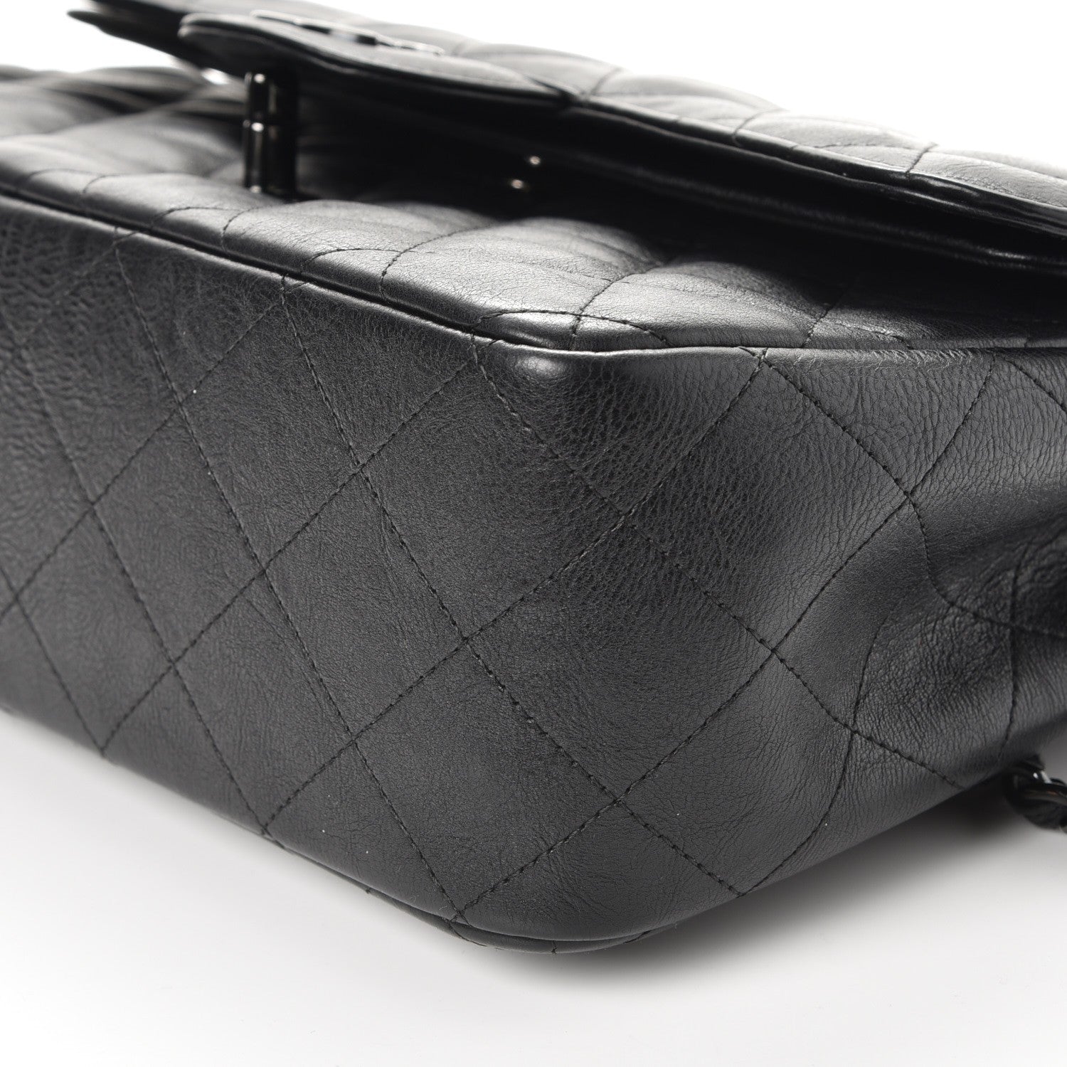 Chanel Crumpled Calfskin Quilted Jumbo Double Flap So Black 11 of 11