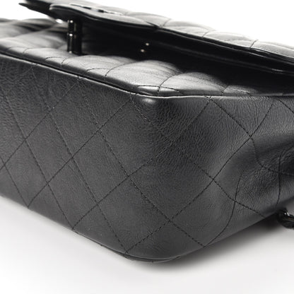 Chanel Crumpled Calfskin Quilted Jumbo Double Flap So Black 11 of 11