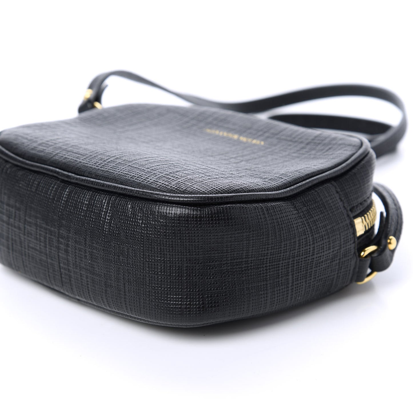 Textured Calfskin Mini Camera Bag Black