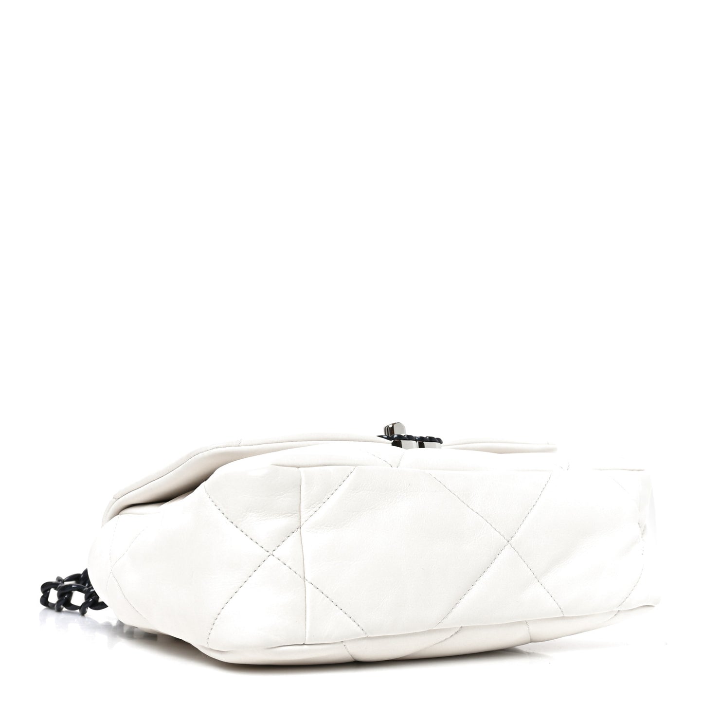 Glossy Calfskin Quilted Medium Chanel 19 Flap White Black