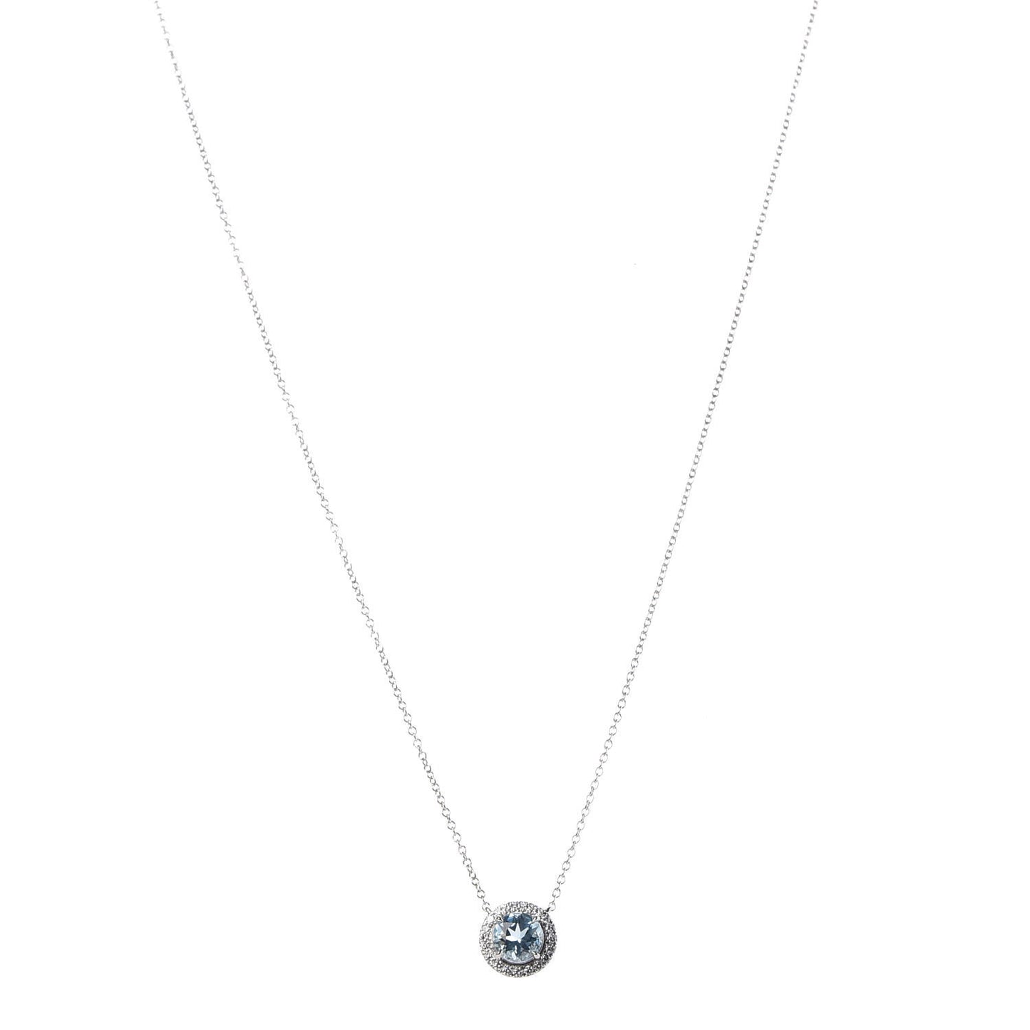 Platinum Diamond Aquamarine Soleste Pendant Necklace