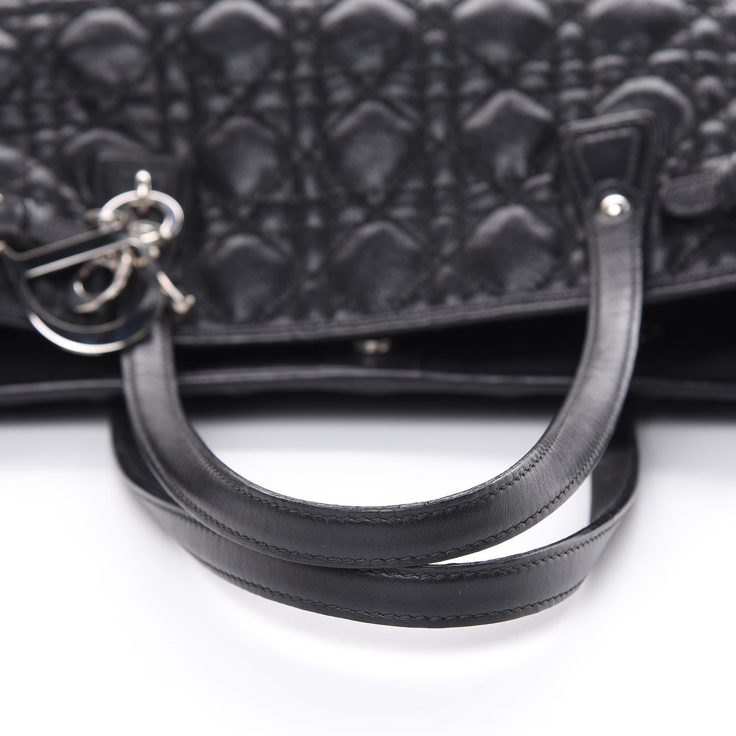 Christian Dior Coated Canvas Cannage Medium Panarea Tote Black 11 of 16