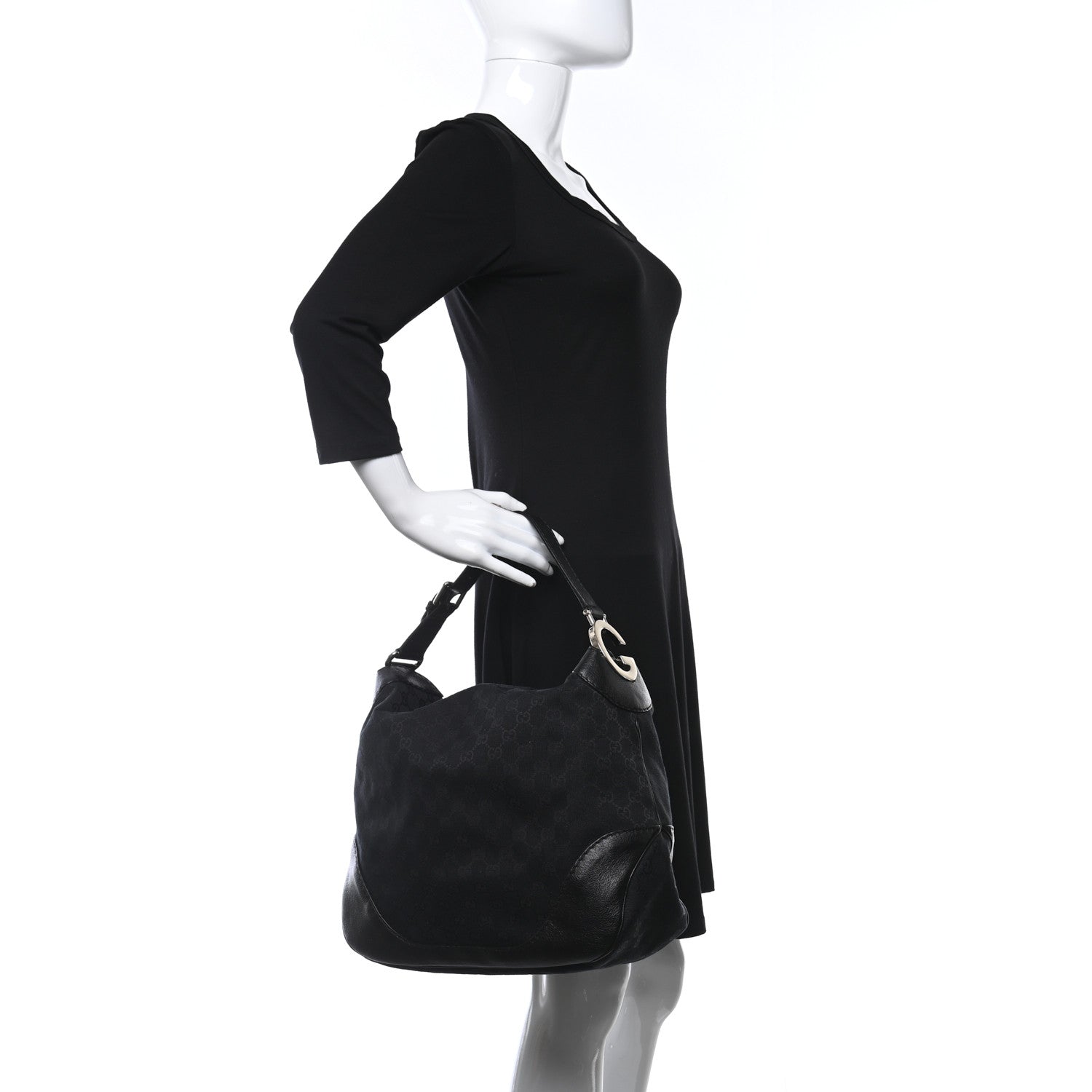 Gucci Monogram Medium Charlotte Hobo Black 3 of 9