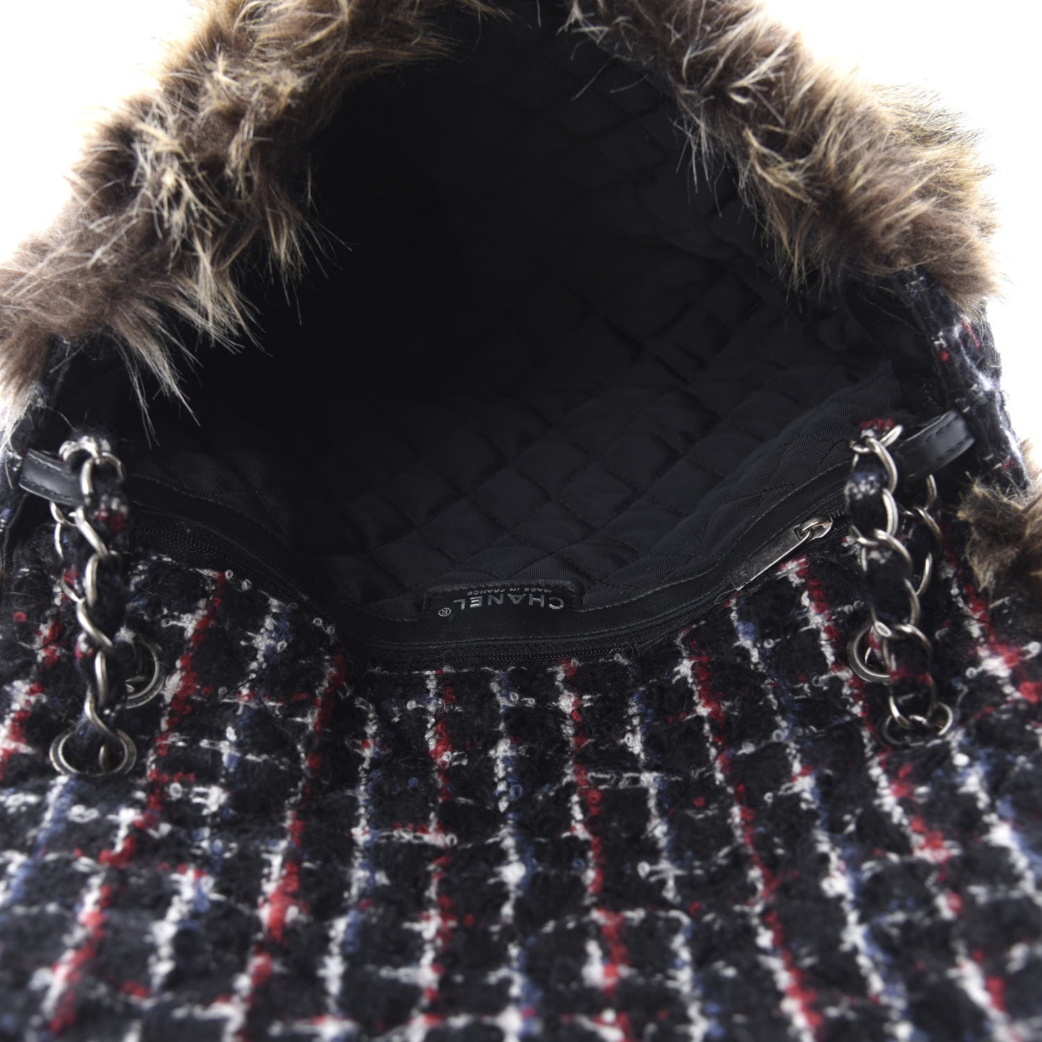 Chanel Tweed Arctic Fantasy Fur Flap Blue Red 5 of 10