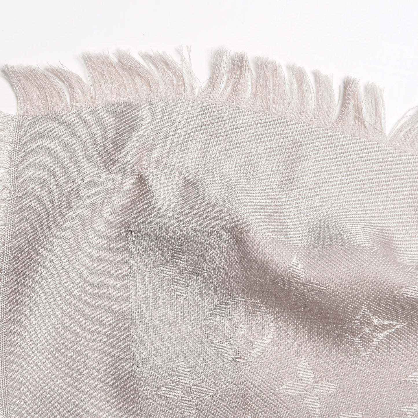 Silk Wool Monogram Shawl Greige