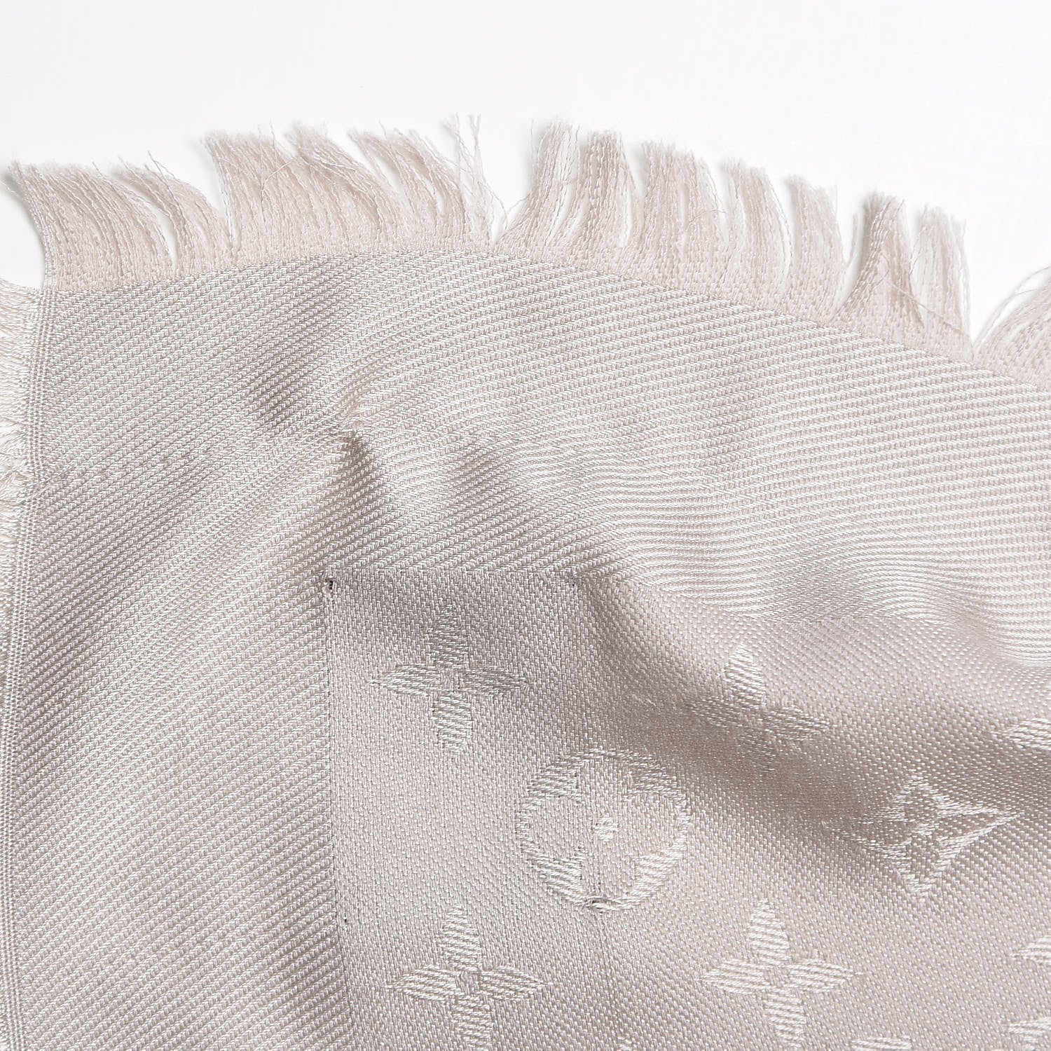 Louis Vuitton Silk Wool Monogram Shawl Greige 5 of 6