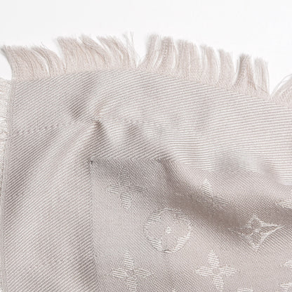 Louis Vuitton Silk Wool Monogram Shawl Greige 5 of 6