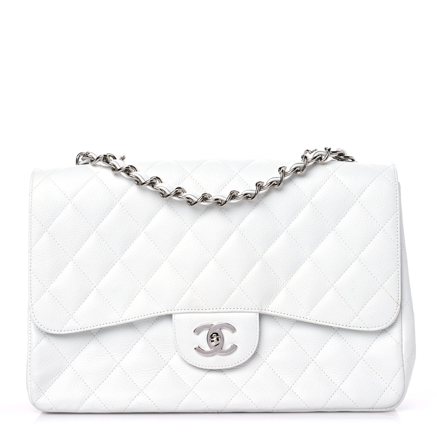 Caviar Quilted Jumbo Single Flap White