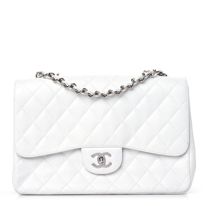 Chanel Caviar Quilted Jumbo Single Flap White 1 of 14