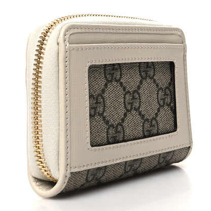 Gucci GG Supreme Monogram Azalea Calfskin Horsebit 1955 Zip Around ID Card Case Wallet Beige Ebony Mystic White 3 of 9