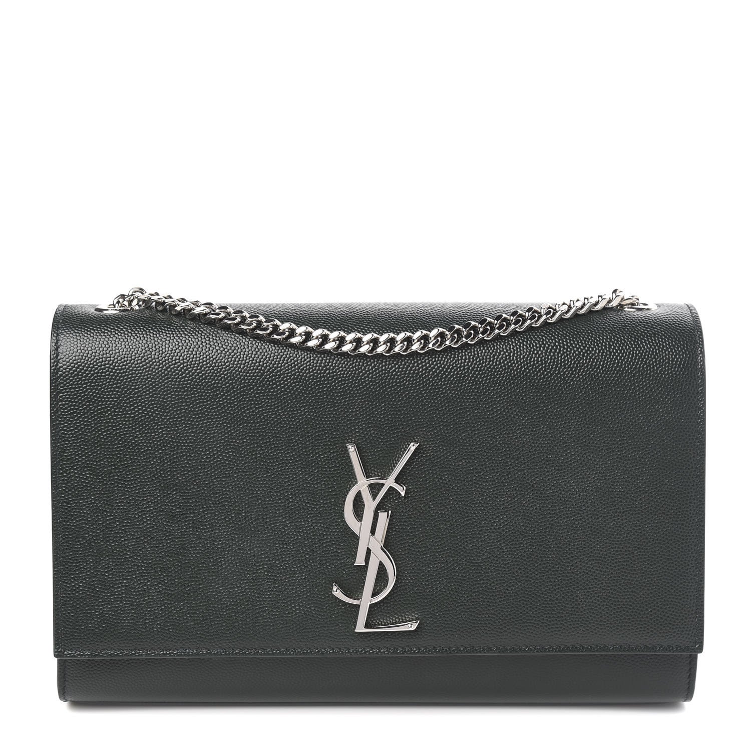 Saint Laurent Grain De Poudre Medium Monogram Kate Satchel Vert Fonce 1 of 10