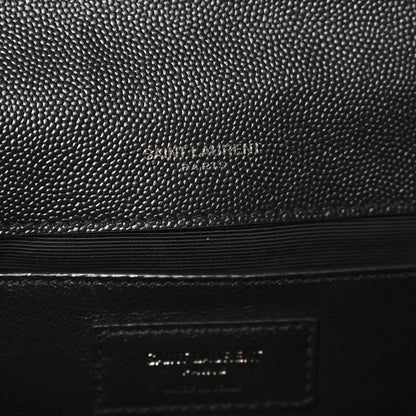 Saint Laurent Grain De Poudre Textured Mixed Matelasse Triquilt Medium Monogram Monochrome Satchel Black 7 of 11