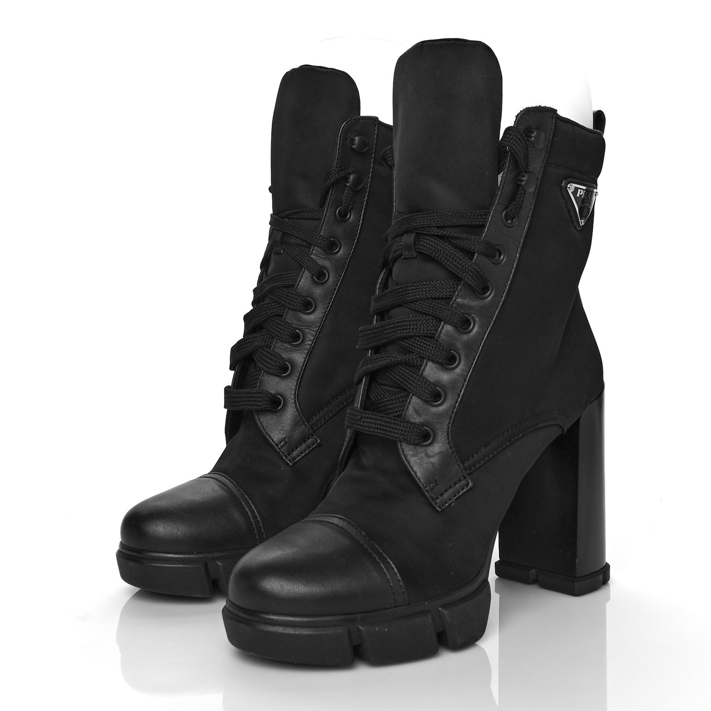 Spazzolato Re-Nylon Metal Triangle Logo 110mm Ankle Boots 37 Black