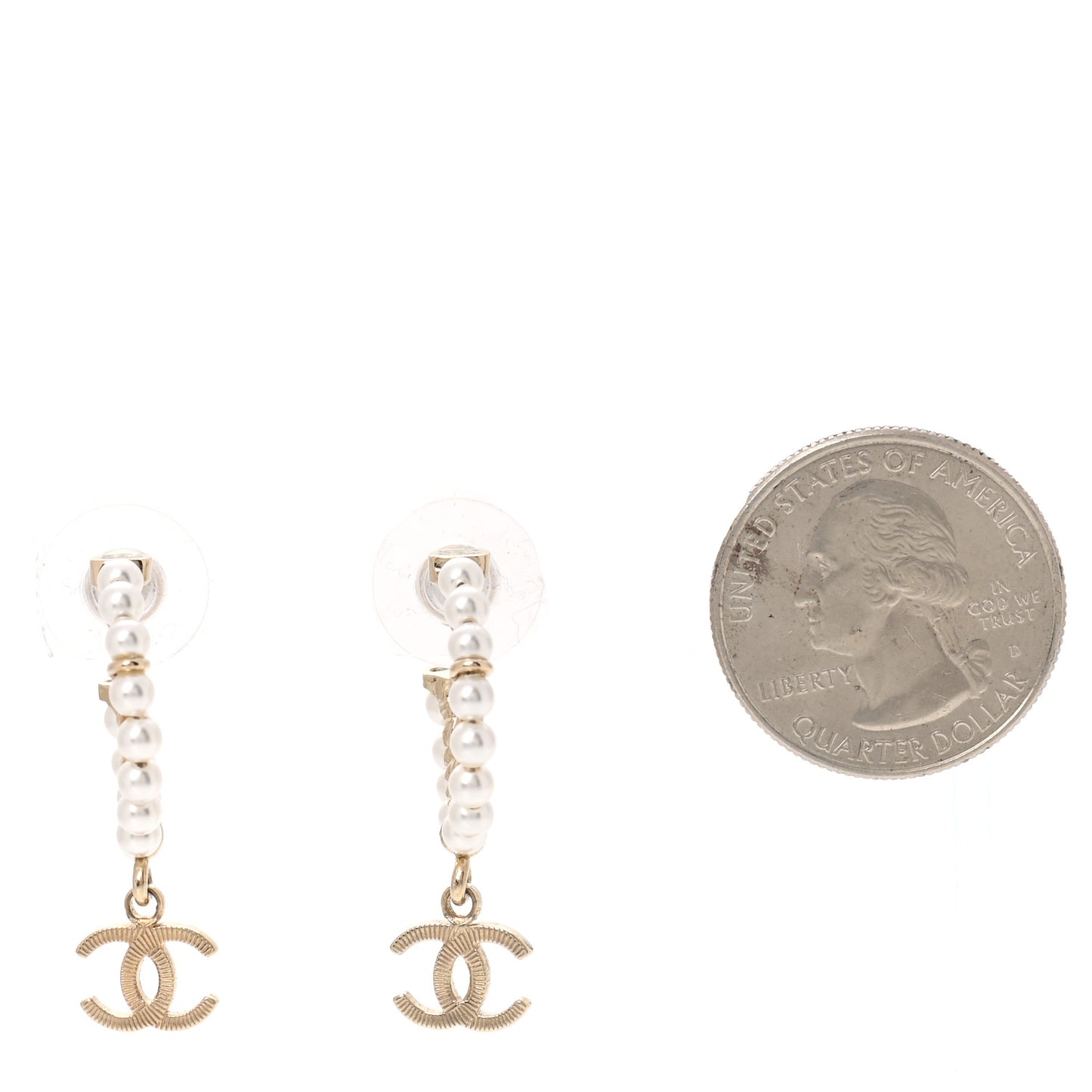 Pearl Charms CC Hoop Earrings Gold