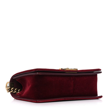 Chanel Velvet Chevron Quilted Medium Boy Flap Burgundy 4 of 16