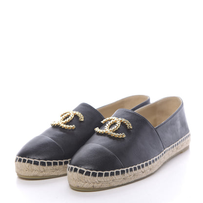 Chanel Calfskin Chain CC Espadrilles 39 Black 3 of 9