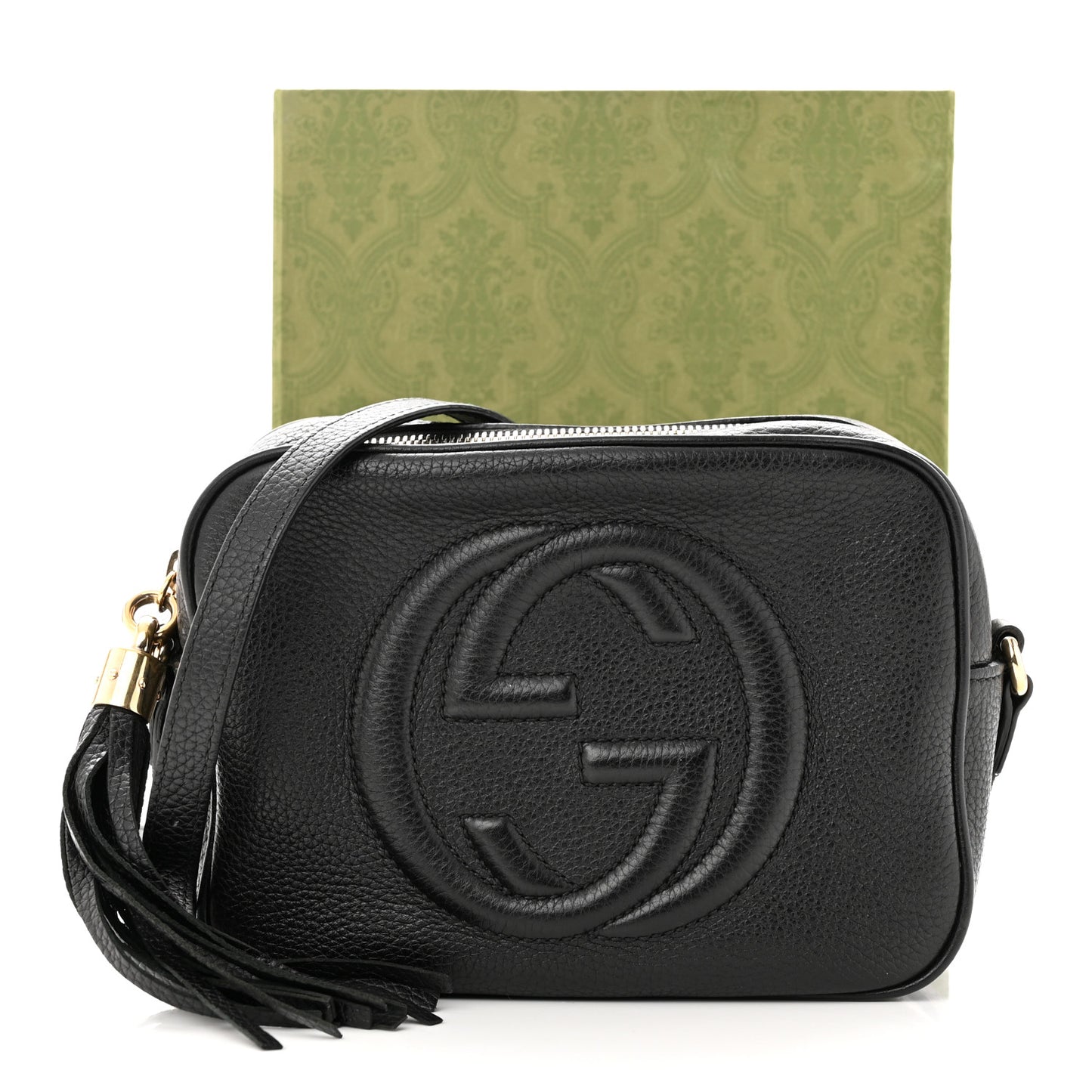 Pebbled Calfskin Small Soho Disco Bag Black