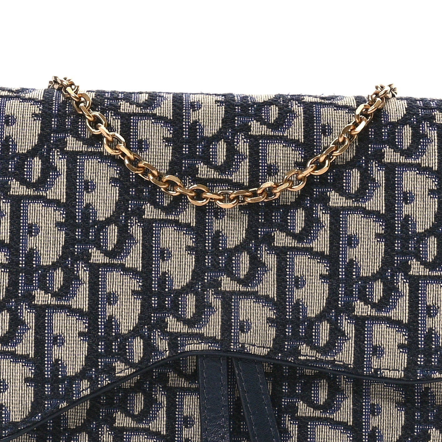 Christian Dior Oblique Saddle Chain Pouch Blue 8 of 12