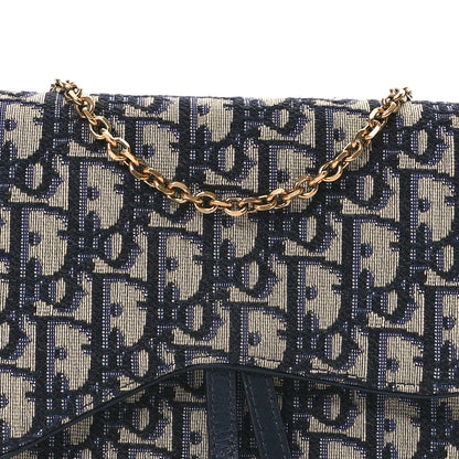 Christian Dior Oblique Saddle Chain Pouch Blue 8 of 12
