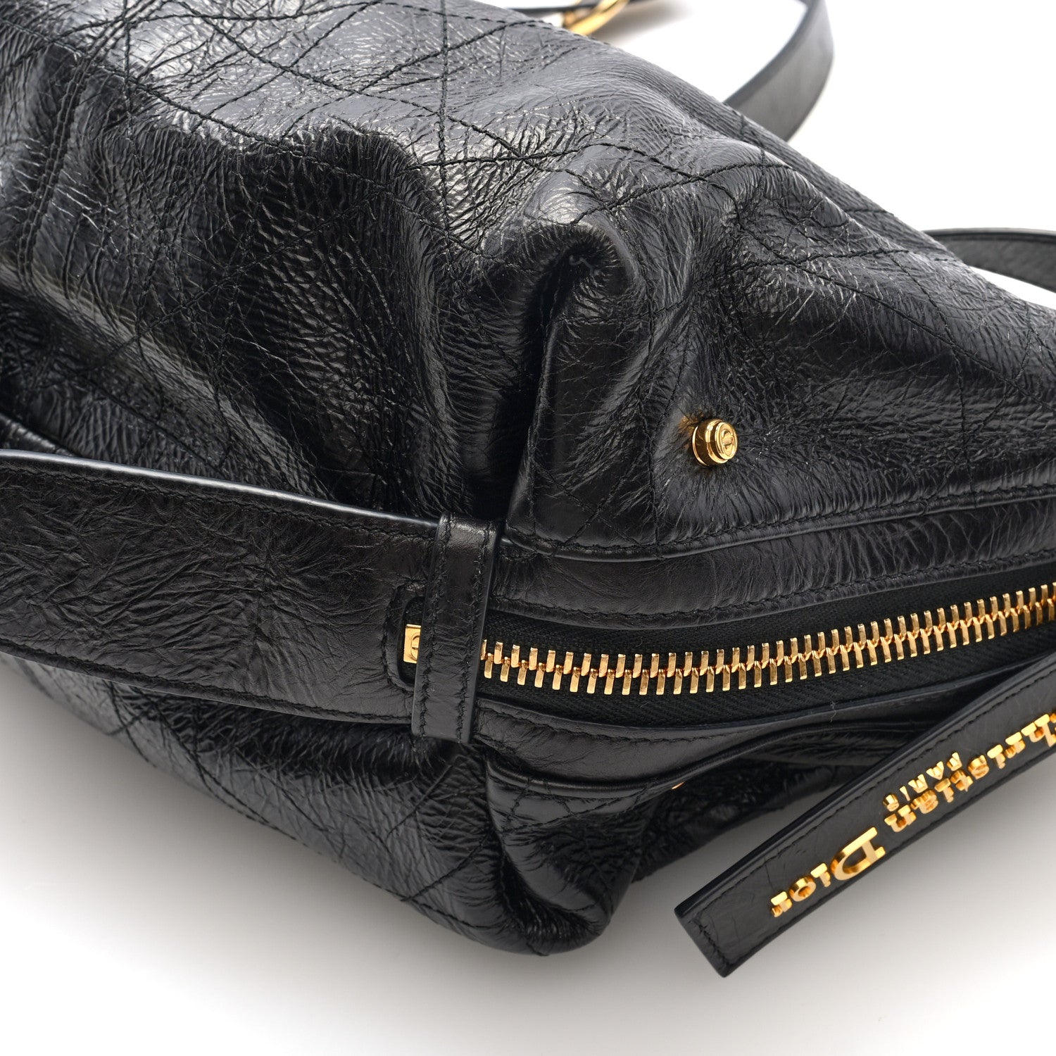 Christian Dior Crinkled Calfskin Macrocannage Medium D-Journey Bag Black 9 of 9