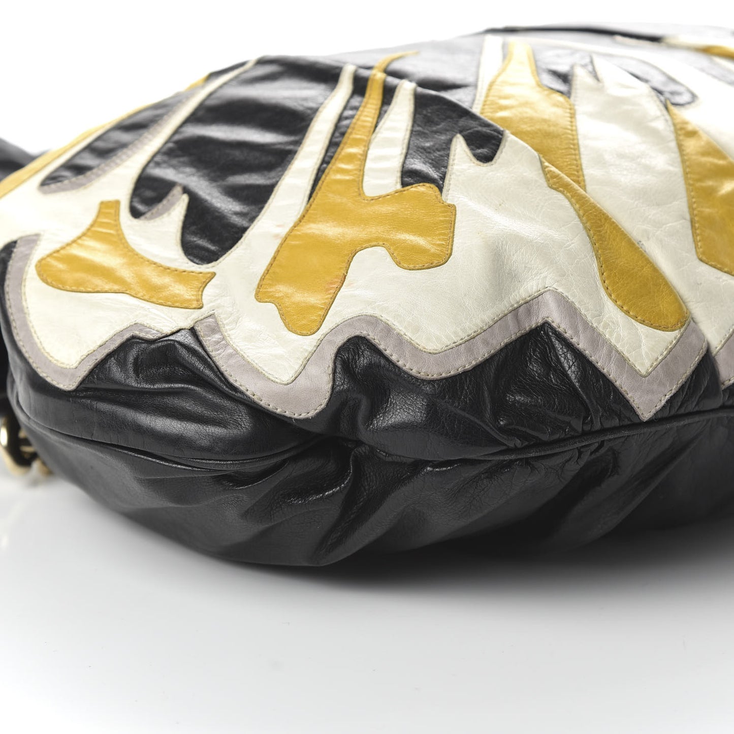 Leather Large Hysteria Top Handle Bag Black Yellow