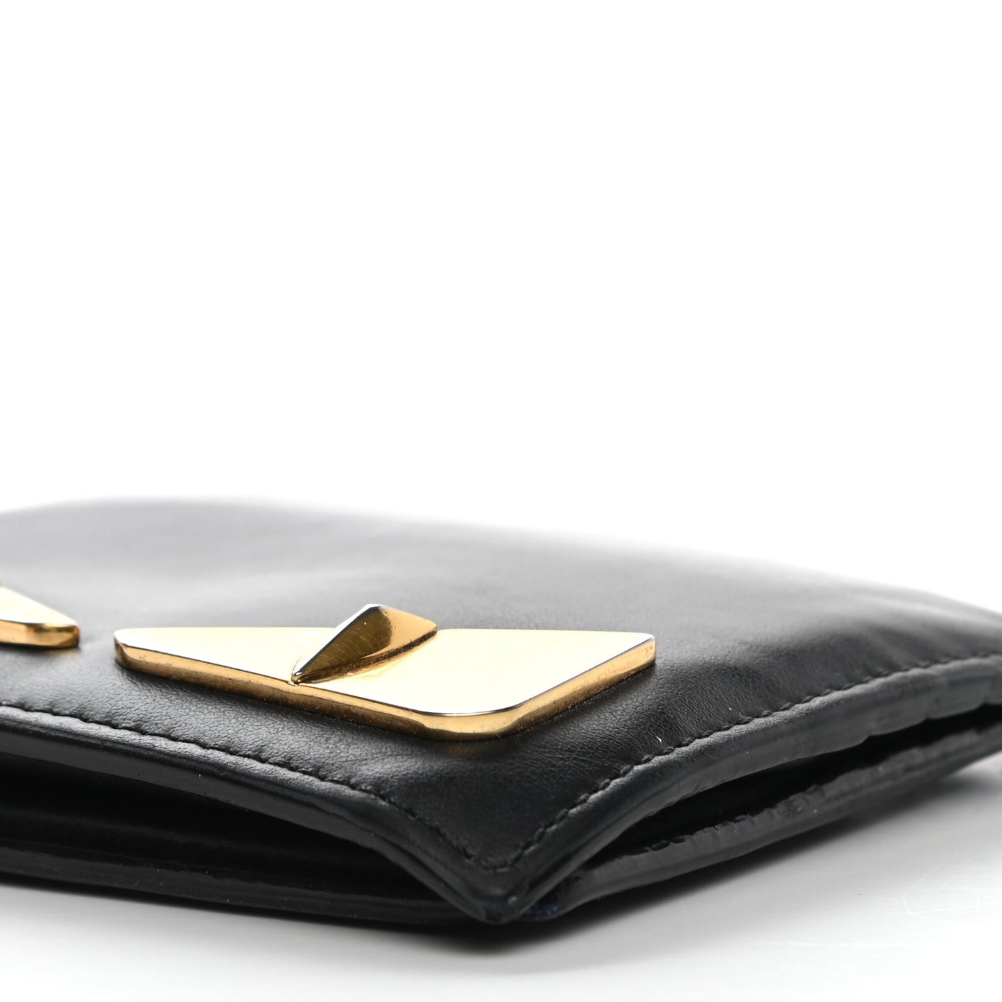 Vitello Century Metal Monster Eyes Bi-Fold Wallet Black