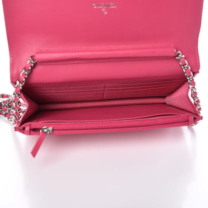Chanel Patent Quilted Wallet On Chain WOC Fuchsia 5 of 9