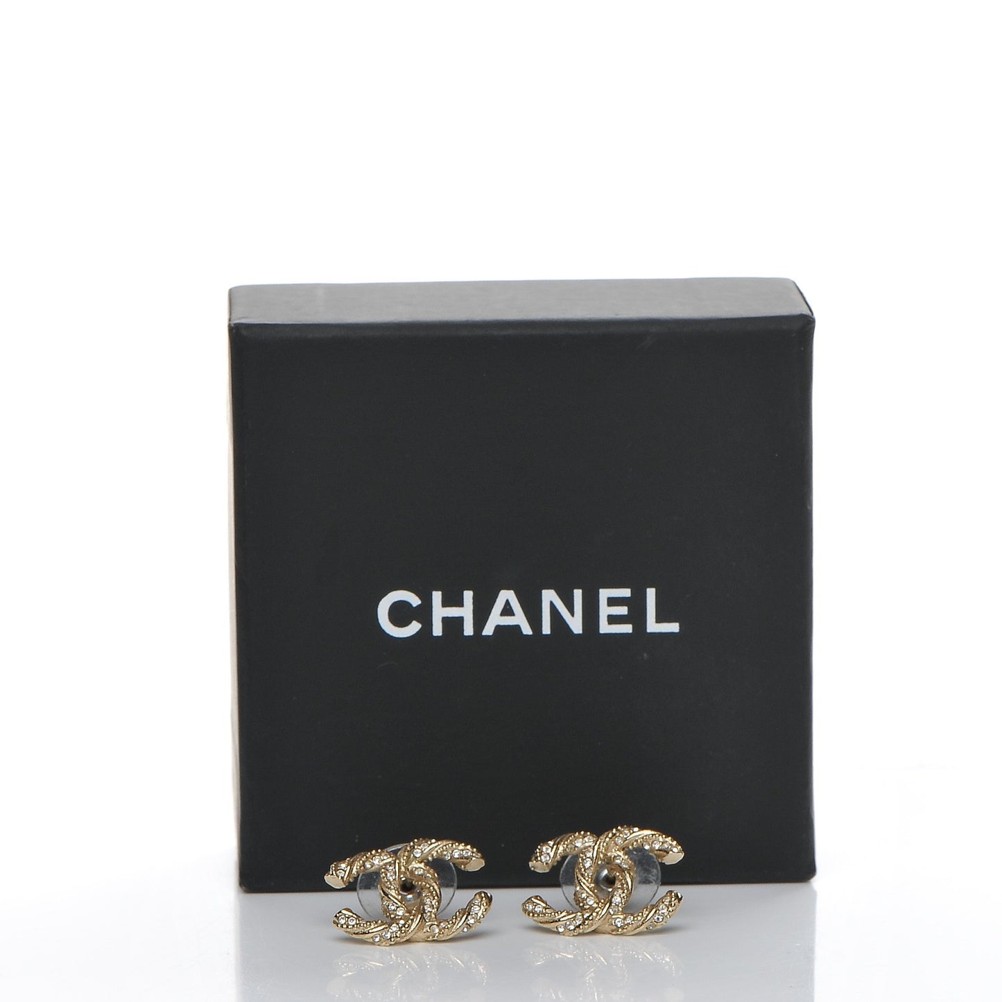 Crystal Twisted CC Earrings Gold