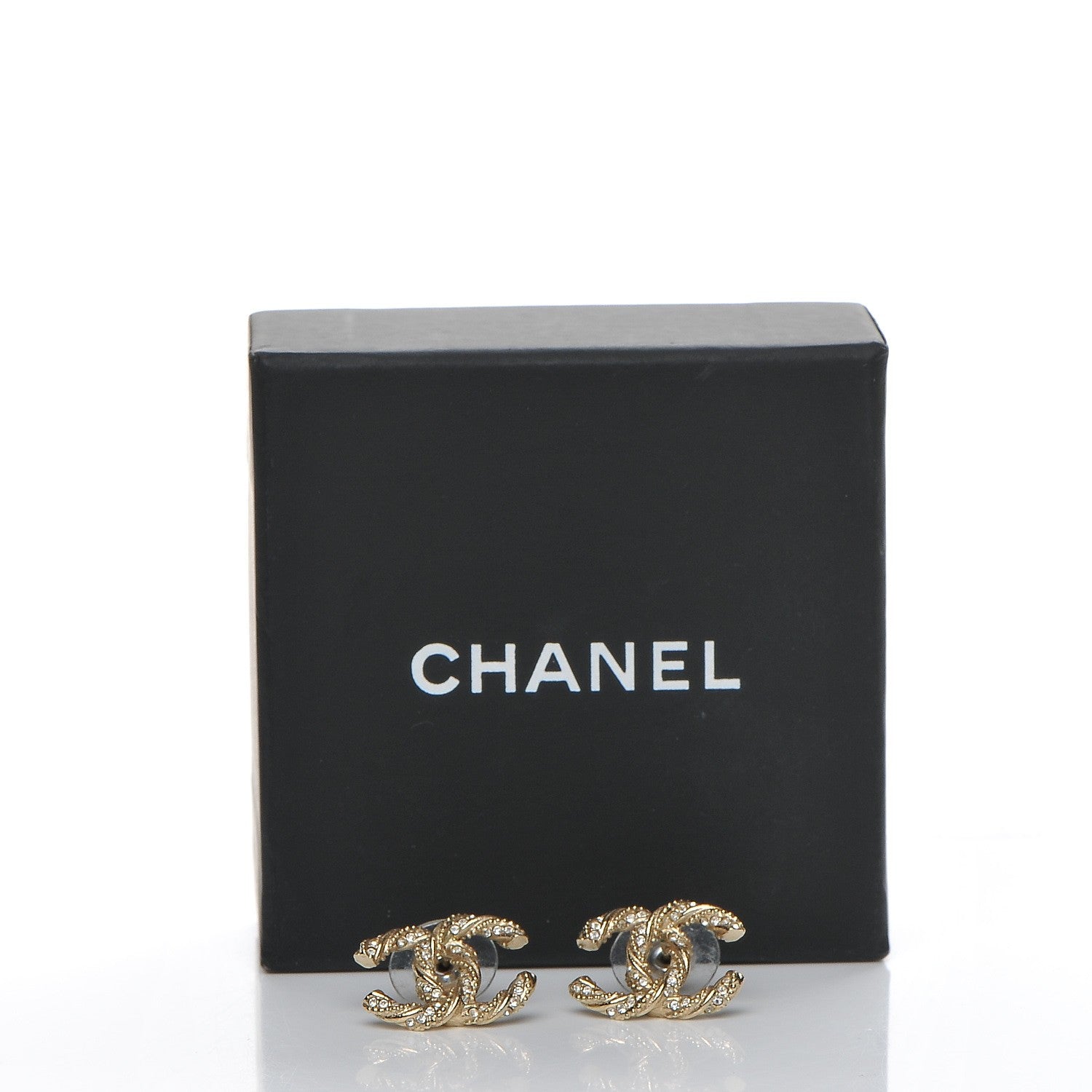 Chanel Crystal Twisted CC Earrings Gold 5 of 5