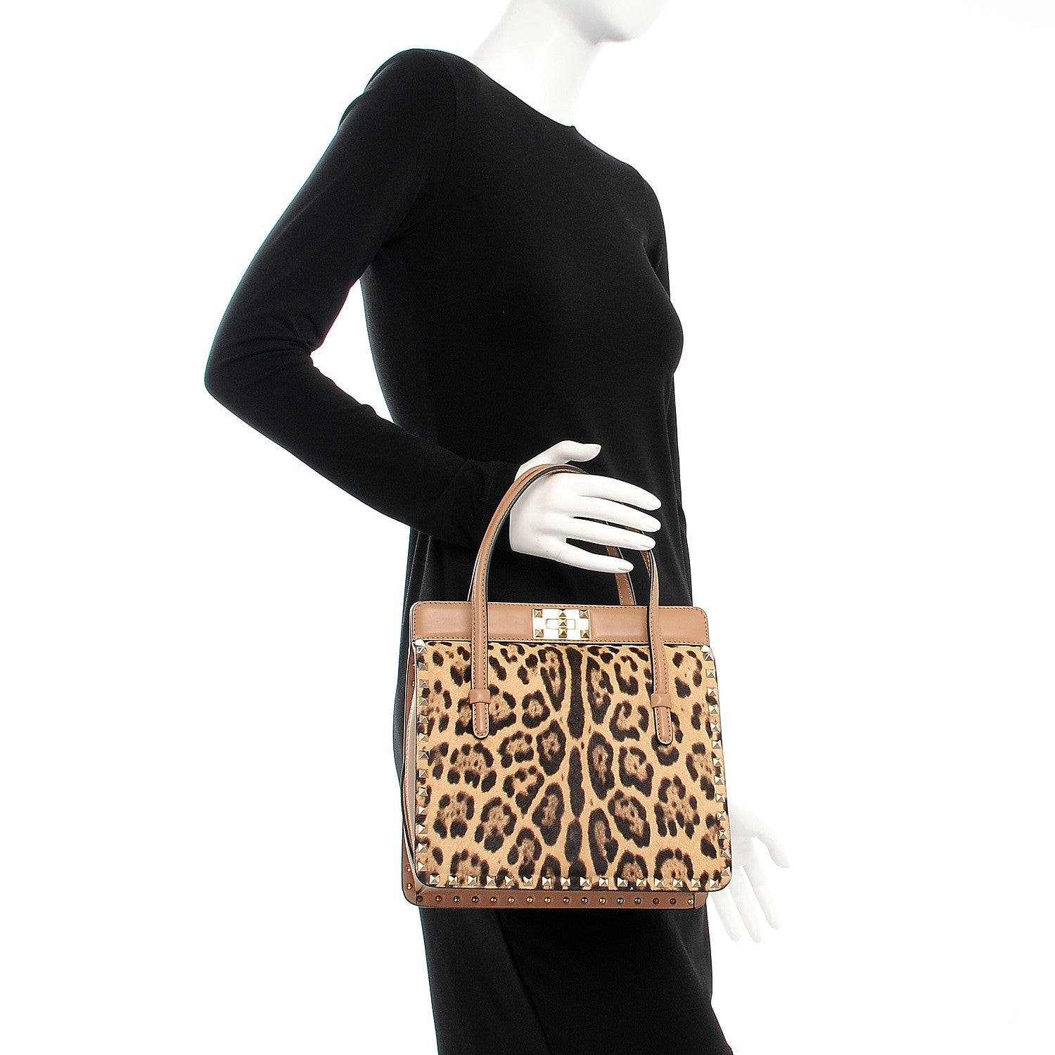 Valentino Garavani Pony Hair Rockstud Frame Bag Leopard 2 of 9