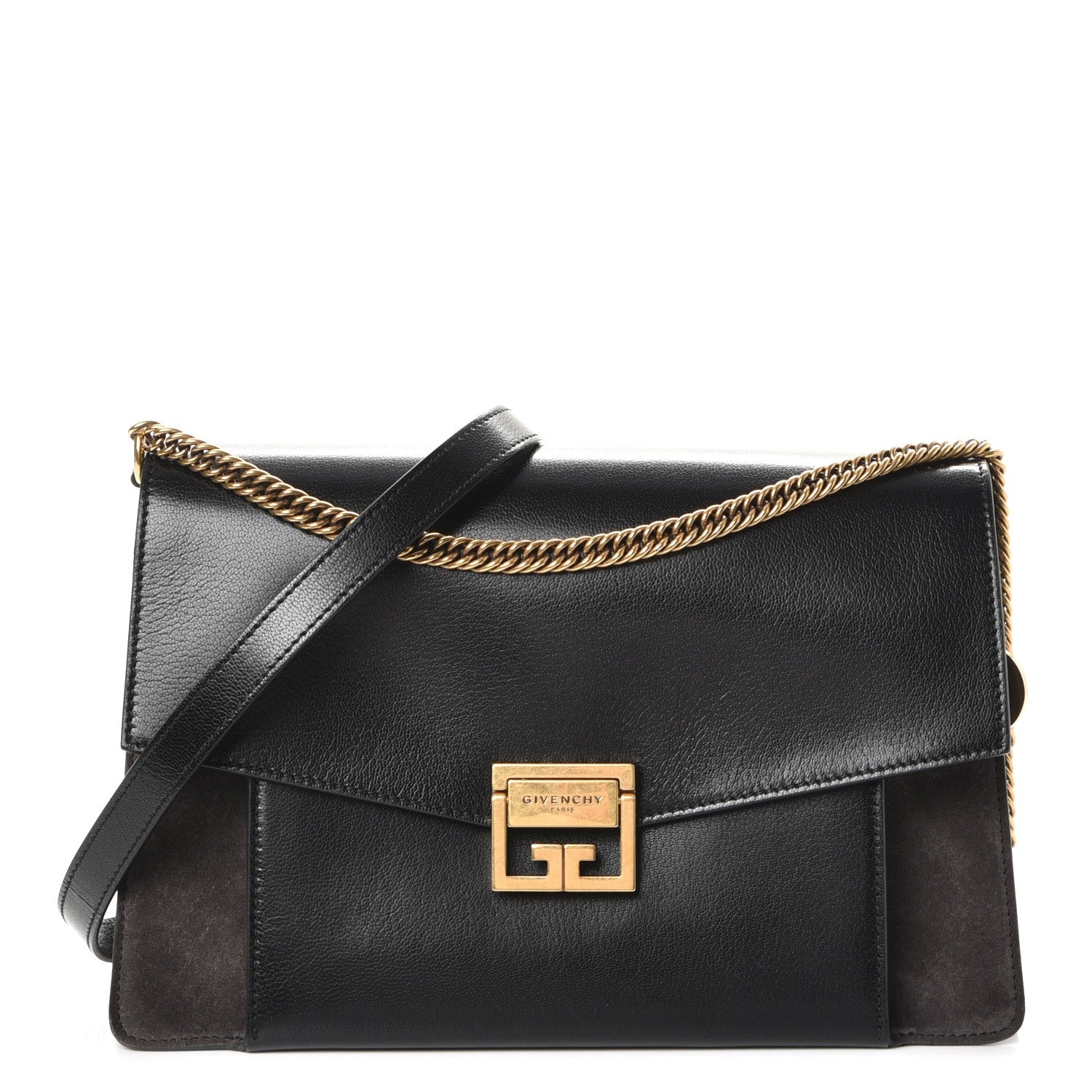 Givenchy Calfskin Suede Medium GV3 Flap Black 1 of 7
