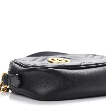 Gucci Calfskin Matelasse Mini GG Marmont Chain Shoulder Bag Black 8 of 10